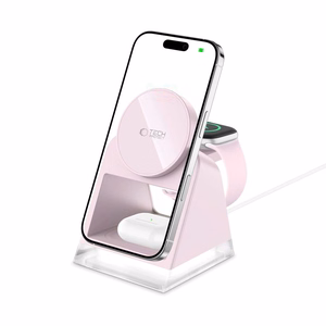 Tech-Protect QI15W-A43 3in1 MagSafe indukcinis įkroviklis - rožinis