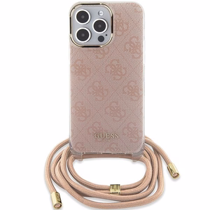 Guess Crossbody Cord 4G Print dėklas telefonui iPhone 15 Pro Max - rožinis