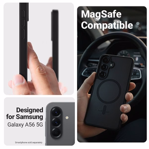 Crong Hybrid Matte Magnetic MagSafe dėklas, skirtas Samsung Galaxy A56, juodas
