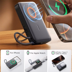Joyroom JR-PBM02 22.5W 10000mAh išorinė baterija 3in1 magnetinė indukcinė suderinama su MagSafe su įmontuotu kabeliu - juoda