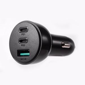 Joyroom automobilinis įkroviklis 70W su 3 jungtimis: USB, 2 x USB-C juodas (JR-CL26)