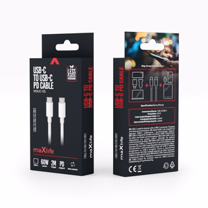 "Maxlife MXUC-05" kabelis USB-C - USB-C 2,0 m 60W baltas