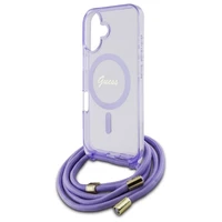 Guess per petį dėklas telefonui Cord Script MagSafe iPhone 16 – violetinis