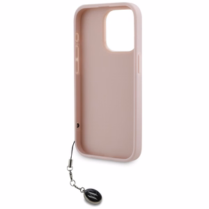 Karl Lagerfeld Saffiano su kristalais ir žavesio dėklas telefonui iPhone 15 Pro Max - rožinis