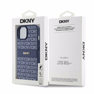 DKNY Odinis mono juosta ir metalinis logotipas dėklas telefonui iPhone 15 / 14 / 13 - mėlynas