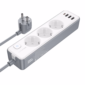 "Borofone" maitinimo juosta BAC9 - 3 lizdai 240V + 3xUSB + C tipo - PD 20W 2 metrai, juoda