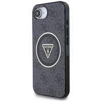 Guess IML Metal Glitter 4G Circle Triangle Magnetinis dėklas telefonui iPhone 16e - juodas