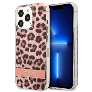 Guess GUHCP13LHSLEOP iPhone 13 Pro / 13 6.1" rožinis/rožinis kietas dėklas Leopardas