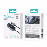 BWOO CC107 PD car įkroviklis 1x USB-C - USB-A port 30W juodas
