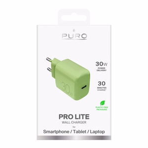 "Puro Pro Lite" 30 W USB-C sieninis įkroviklis - žalias