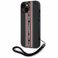 Karl Lagerfeld Saffiano Athleisure Stripes Cord Dėklas telefonui iPhone 15 - raudonas