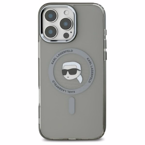 Karl Lagerfeld IML Metalinis Karl Head Magnetinis dėklas telefonui iPhone 16 Pro - juodas