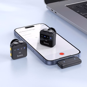 Belaidis segtukas mikrofonas Lightning / USB C Hoco 2 vnt. L17 juodas