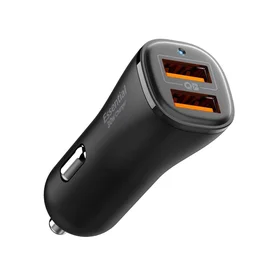 Spigen Essential EV302 2 jungčių 30W automobilinis įkroviklis juodas