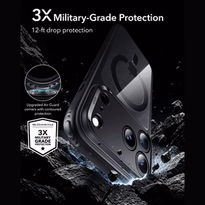 ESR Classic Hybrid MagSafe dėklas, skirtas iPhone 18 Pro / 17 Pro – skaidrus juodas