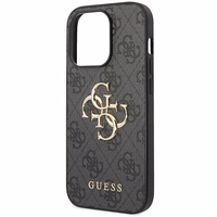 Guess GUHCP15L4GMGGR iPhone 15 Pro 6.1" pilkas/pilkas kietas dėklas 4G Didelis Metalinis Logotipas