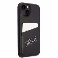 Karl Lagerfeld Signature Logo kortelių dėklas telefonui iPhone 14 Plus - juodas