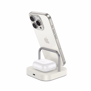 Stalo įkroviklis Hoco 2in1 USB C PD QC 3A 30W + belaidžiu įkrovimu 5W CQ16B baltas