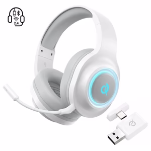 QCY Heroad V200 Tri-Mode Игровые Наушники с 7.1 Звуком, 240h Аккумулятором и Съемным Микрофоном - Белый