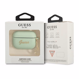 Guess GUAPLSCHSN AirPods Pro dėklas žalias silikoninis žavesio širdies kolekcija