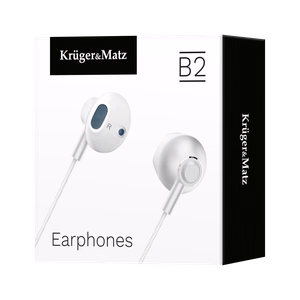 Kruger&Matz B2 į ausis įdedamos ausinės su mikrofonu, baltos