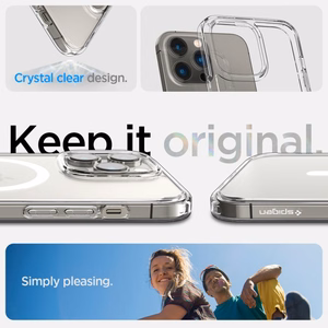 Spigen Ultra Hybrid Magnetinis dėklas su MagSafe iPhone 14 Pro - skaidrus/baltas