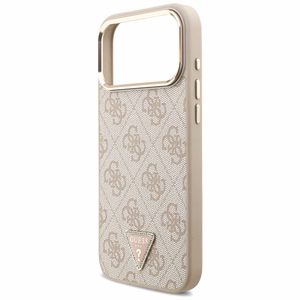 Guess 4G trikampio logotipo magnetinis dėklas telefonui iPhone 17 Pro Max - rožinis ir auksinis