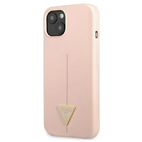 Guess GUHCP13SSLTGP iPhone 13 mini 5.4" rožinis kietas dėklas silikoninis trikampis