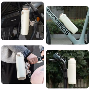 Rockbros S550H-1 700 ml termosinė gertuvė su magnetiniu laikikliu ir tvirtinimo dirželiu - smėlio spalvos