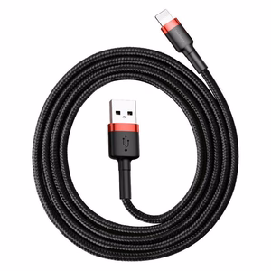 USB Lightning laidas Baseus Cafule 1,5A 2 m (juodas ir raudonas)