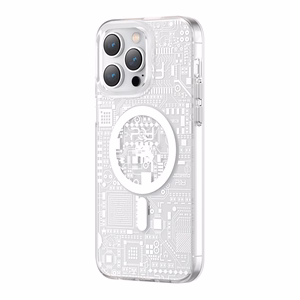 Kingxbar PQY Geek Series magnetinis dėklas telefonui iPhone 14 Plus MagSafe sidabrinis