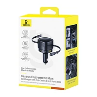 Baseus Enjoyment Max 90W automobilinis įkroviklis 2x USB-C + USB-C ir Lightning kabelis - juodas
