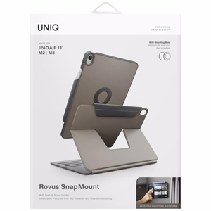 Uniq Rovus Snapmount Magnetinis 360 Sukamas Nuimamas dėklas iPad Air 13" 2024 / 2025 - pilkas