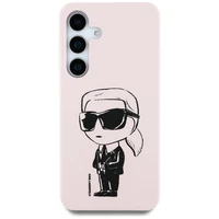 Karl Lagerfeld silikoninis grafiti Ikonik logotipas su magnetiniu Samsung Galaxy S25 dėklas rožinis