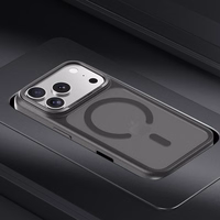 "Benks" magnetinis dėklas su metaliniu rėmeliu (A067), skirtas Iphone 17 purple (fotoaparato valdymo mygtukas)