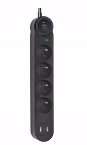 Удлинитель 4 розетки + 2 x USB A + USB C Art FU810 1,5 м черный
