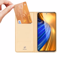 Dux Ducis Skin Pro atverčiamas dėklas telefonui Xiaomi Poco F4 5G auksinis