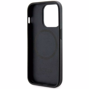 Guess GUHMP14LHGCFSEK iPhone 14 Pro 6.1" juodas/juodas kietas dėklas GCube Juostelės MagSafe