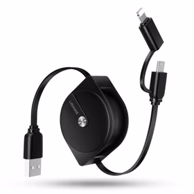 USAMS susukamas laidas U1 2in1 1m juodas (lightning/microUSB) SJ192USB01 (US-SJ192)