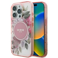 Guess IML Gėlių ir Tonalinių Ratų Magnetinis dėklas iPhone 16 Pro Max - rožinis
