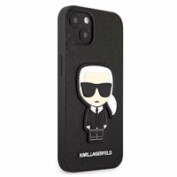 Karl Lagerfeld Saffiano Ikonik Karl's Patch Dėklas iPhone 13 mini - Juodas