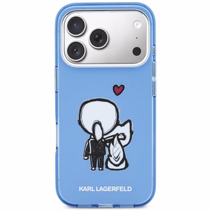 Karl Lagerfeld Karl & Choupette Back MagSafe Dėklas for iPhone 17 Pro Max - mėlynas