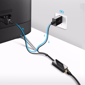 Ugreen 30985 išorinė tinklo plokštė Chromecast su micro USB / USB-A jungtimis 100Mb/s 1m juoda