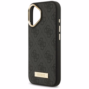 Guess 4G Logotipo Plokštelė Magnetinis dėklas telefonui iPhone 17 juodas