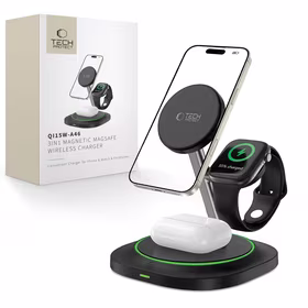 "Tech-Protect QI15W-A46 3in1" magnetinis indukcinis įkroviklis "MagSafe" - juodas