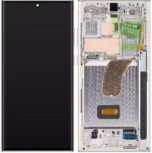 Ekranas Samsung S918 S23 Ultra 5G su lietimui jautriu stikliuku ir rėmeliu Cream originalus (service pack)