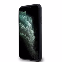 DKNY odinis monogramos raštas metalinis logotipas magnetinis dėklas iPhone 11 / Xr - juodas