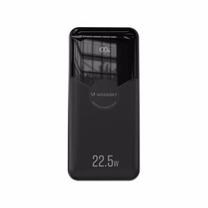 Wozinsky WFC-15B 20000mAh 22.5W išorinė baterija, PD20W, integruoti Lightning ir USB-C laidai, juoda
