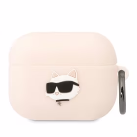 Karl Lagerfeld KLAPRUNCHP AirPods Pro dėklas rožinis/rožinis Silikoninis Choupette Head 3D