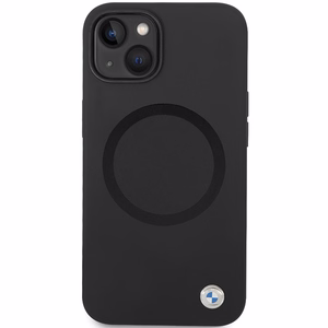 BMW BMHMP14SSILBK2 dėklas iPhone 14 - juodas Signature Liquid Silicone MagSafe